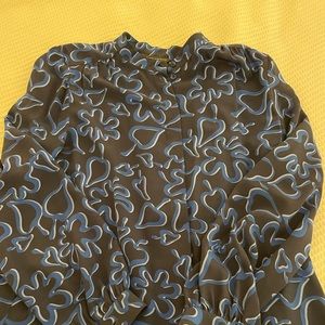 Silk blouse with blue abstract print